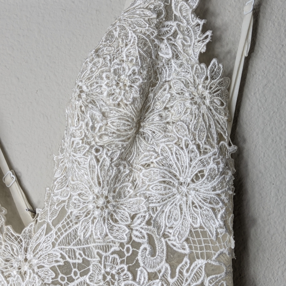 Truvelle Kim Gown Womens SMALL White Satin Silk Lace Maxi Dress - Picture 11 of 12